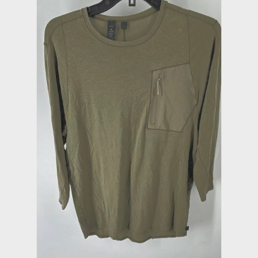 LULULEMON LAB Womens Taupe Stone Color Technical Zip Pocket 3/4 Sleeve Top XS